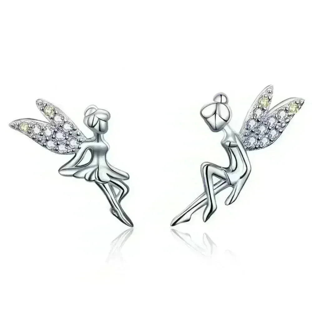 💝Dainty White CZ Sweet Wing Fairies Stud Earrings for Women, GPMB1441